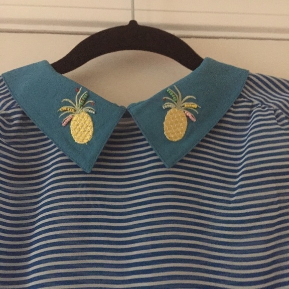 ModCloth Striped Pineapple Embroidered Stripe Top - Picture 7 of 8